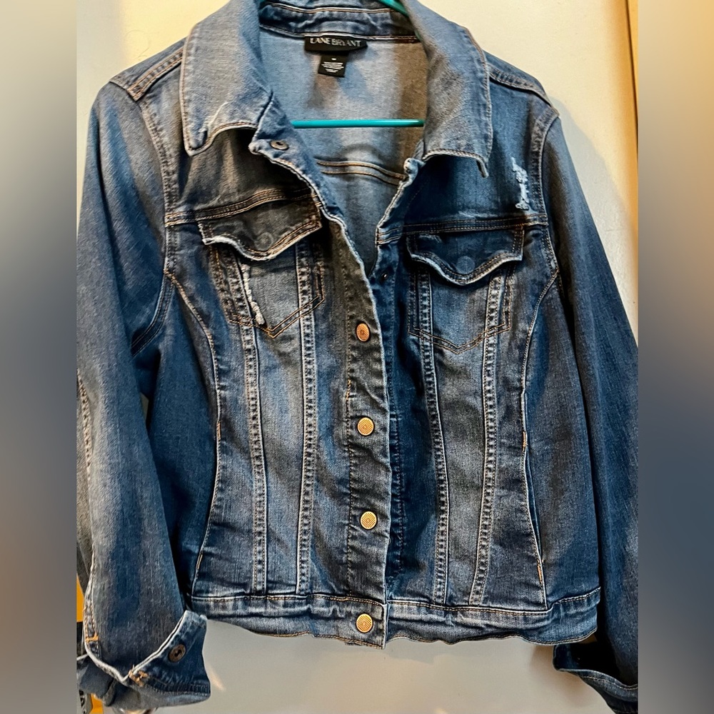 Lane Bryant distressed denim jacket